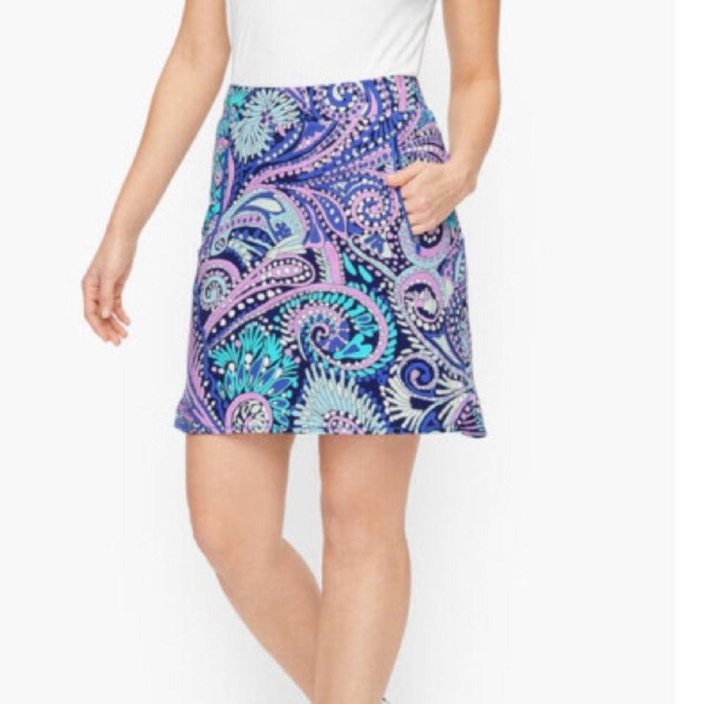 NWT T By Talbots XL Petite Colorful Paisley Print Everyday Yoga Skort